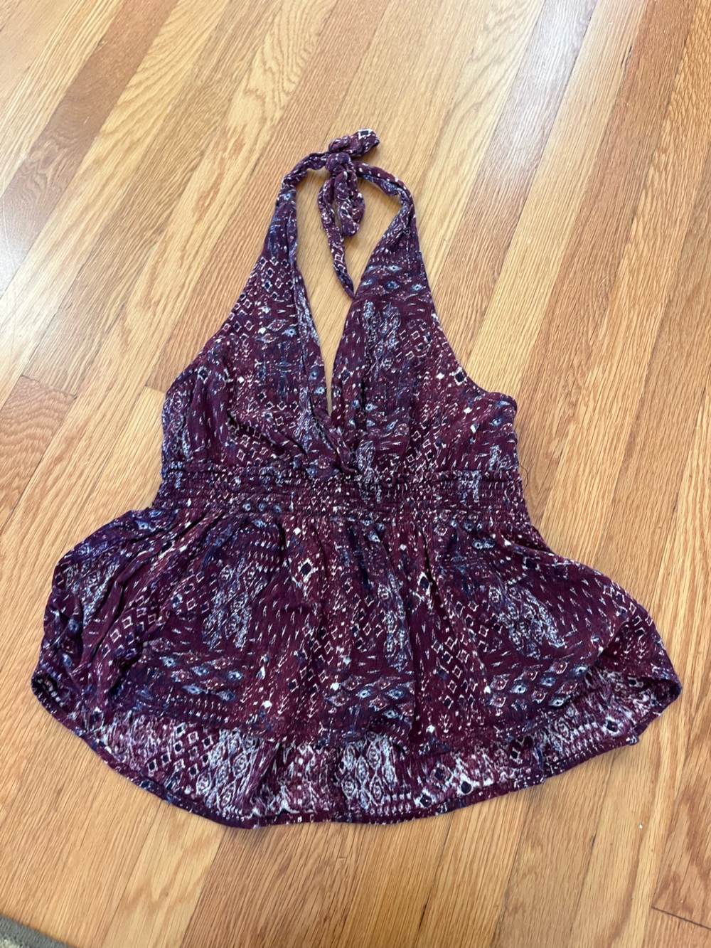 Wild Pearl Maroon Patterned Halter Romper